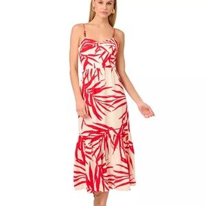 Adrianna Papell Red and ivory Midi Dress